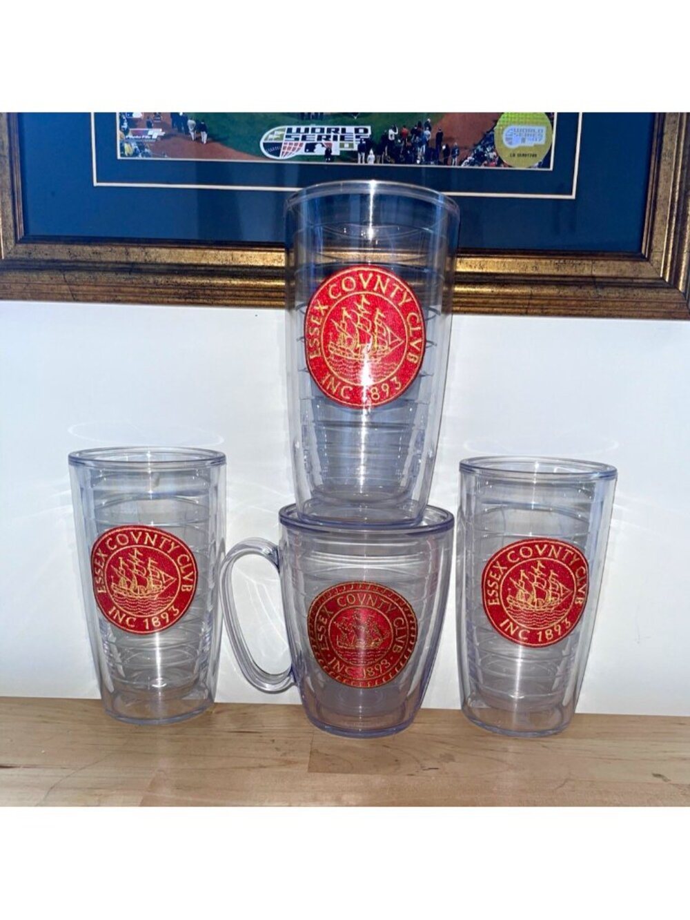 Essex County Club Logo Patch 16 oz Clear Tervis Tumbler Set of 3 & Handled Mug